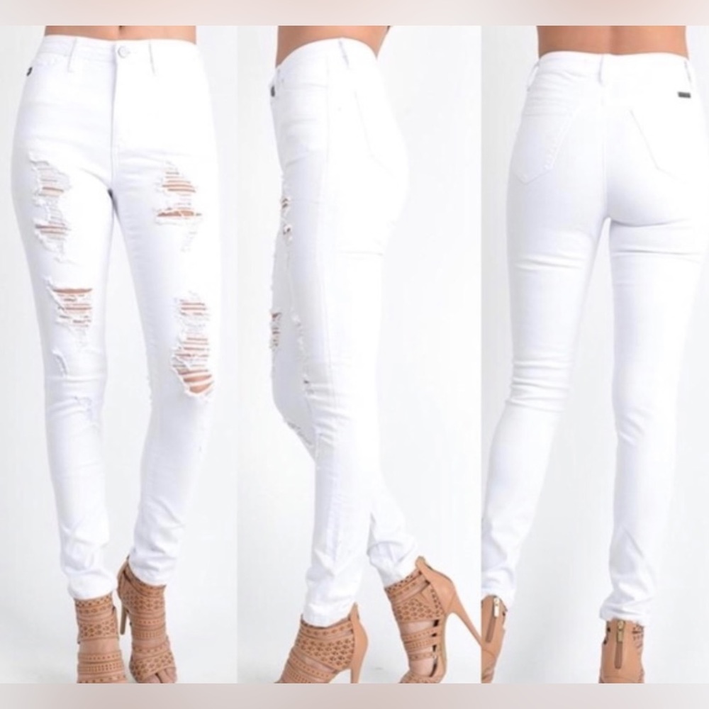 Kancan White Distressed Jeans